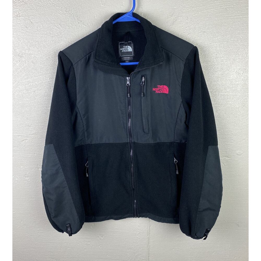 The North Face Denali Women’s Black Fleece Full Zip Jacket With Pink Logo Size M